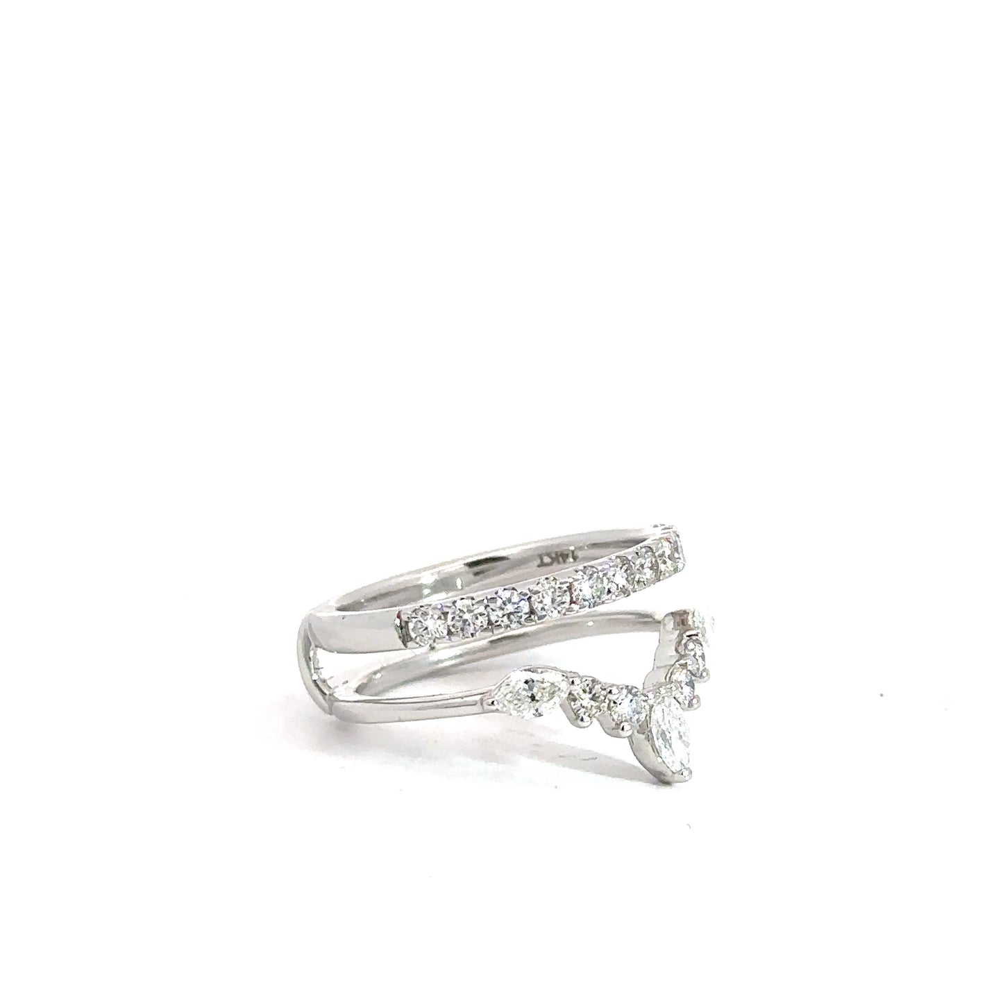 14k White Gold Round Brilliant & Marquise Diamond Ring Jacket .92cttw