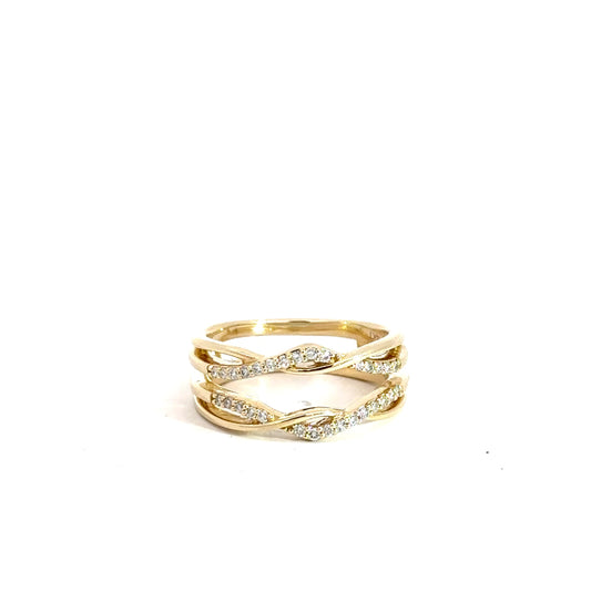 14k Yellow Gold Diamond Twist Ring Jacket .20cttw