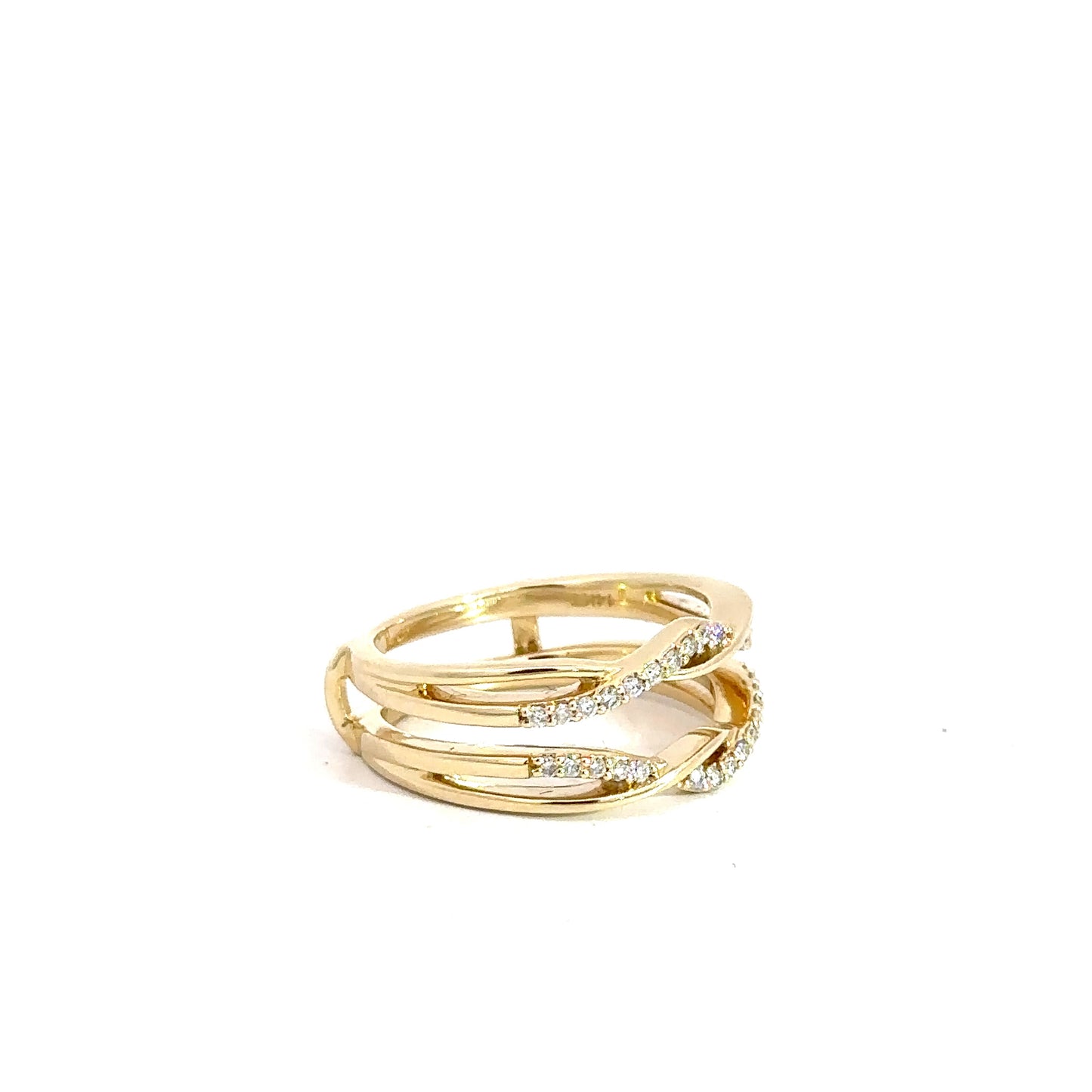 14k Yellow Gold Diamond Twist Ring Jacket .20cttw