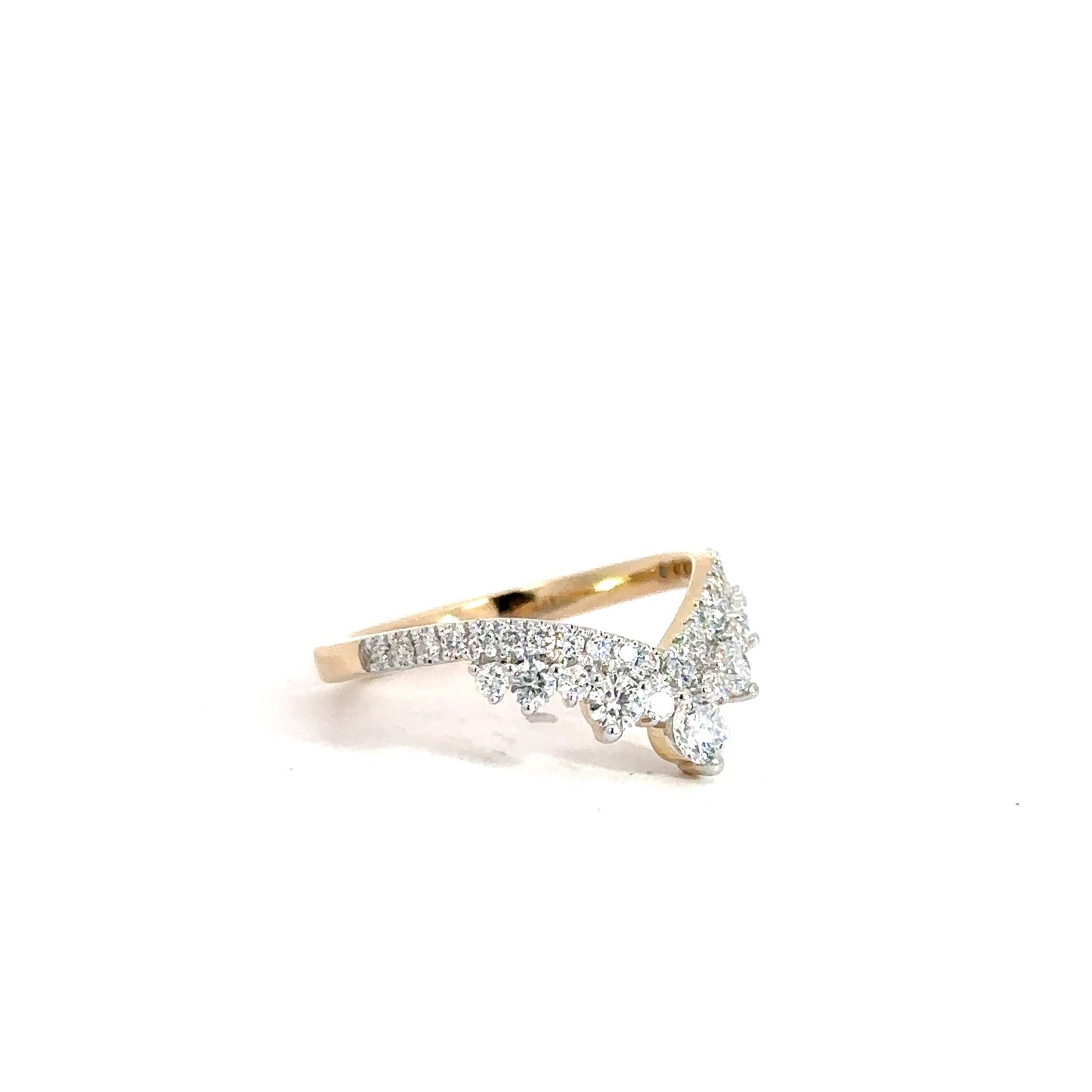 14k Yellow Gold Lab Diamond V Ring .65cttw