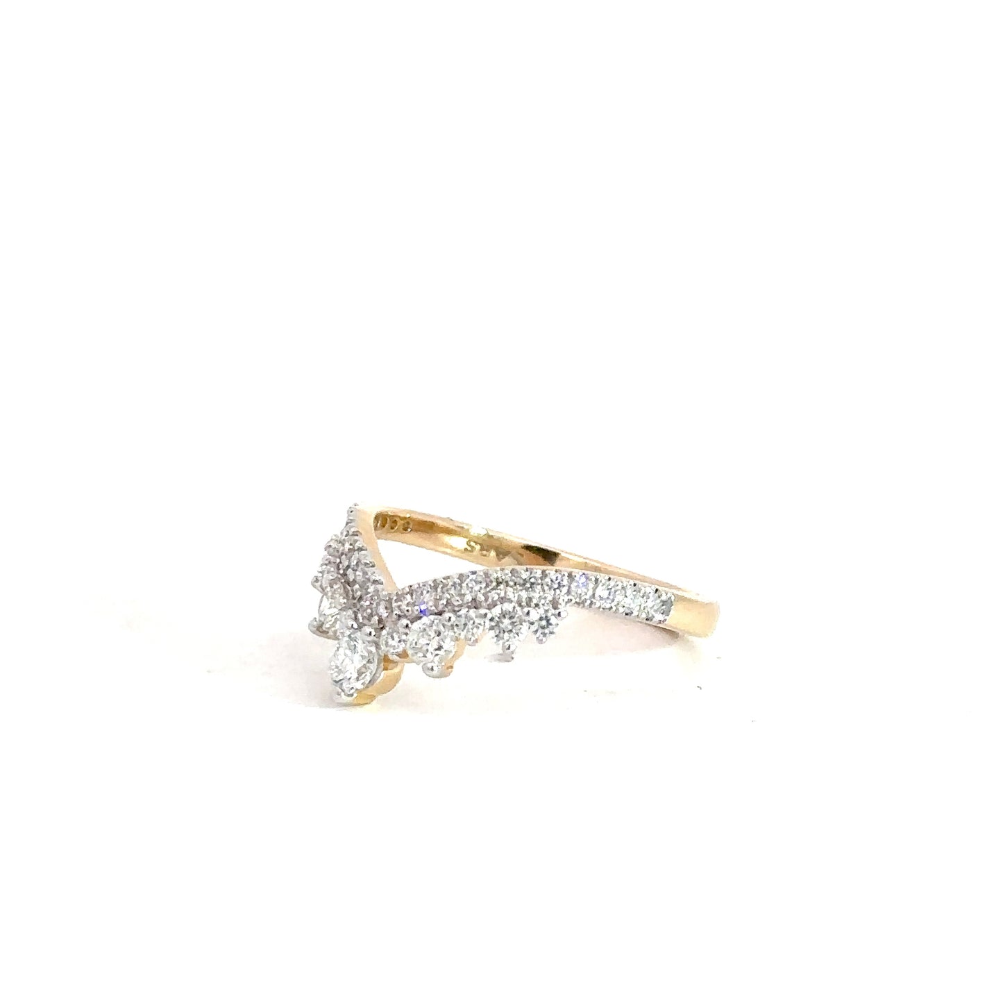 14k Yellow Gold Lab Diamond V Ring .65cttw