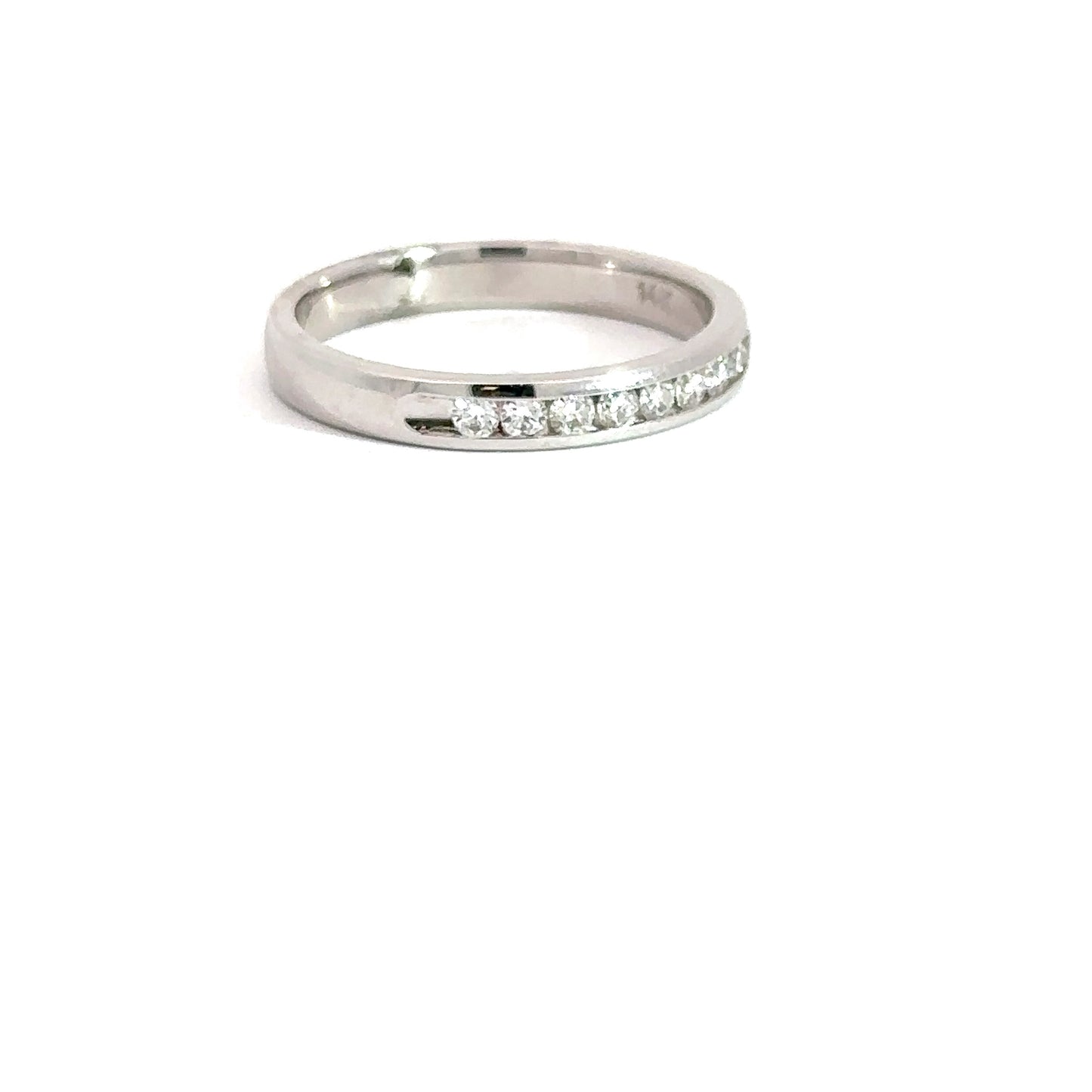 14k White Gold Round Diamond Channel Ring .24cttw