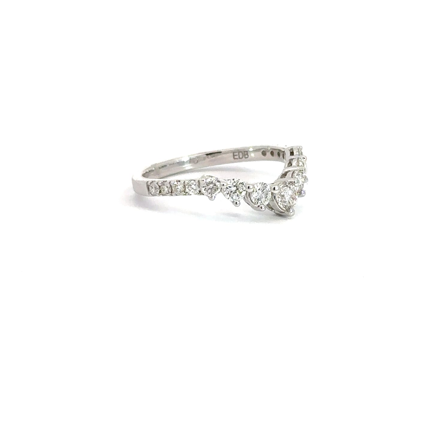 14k White Gold Diamond Curve Band