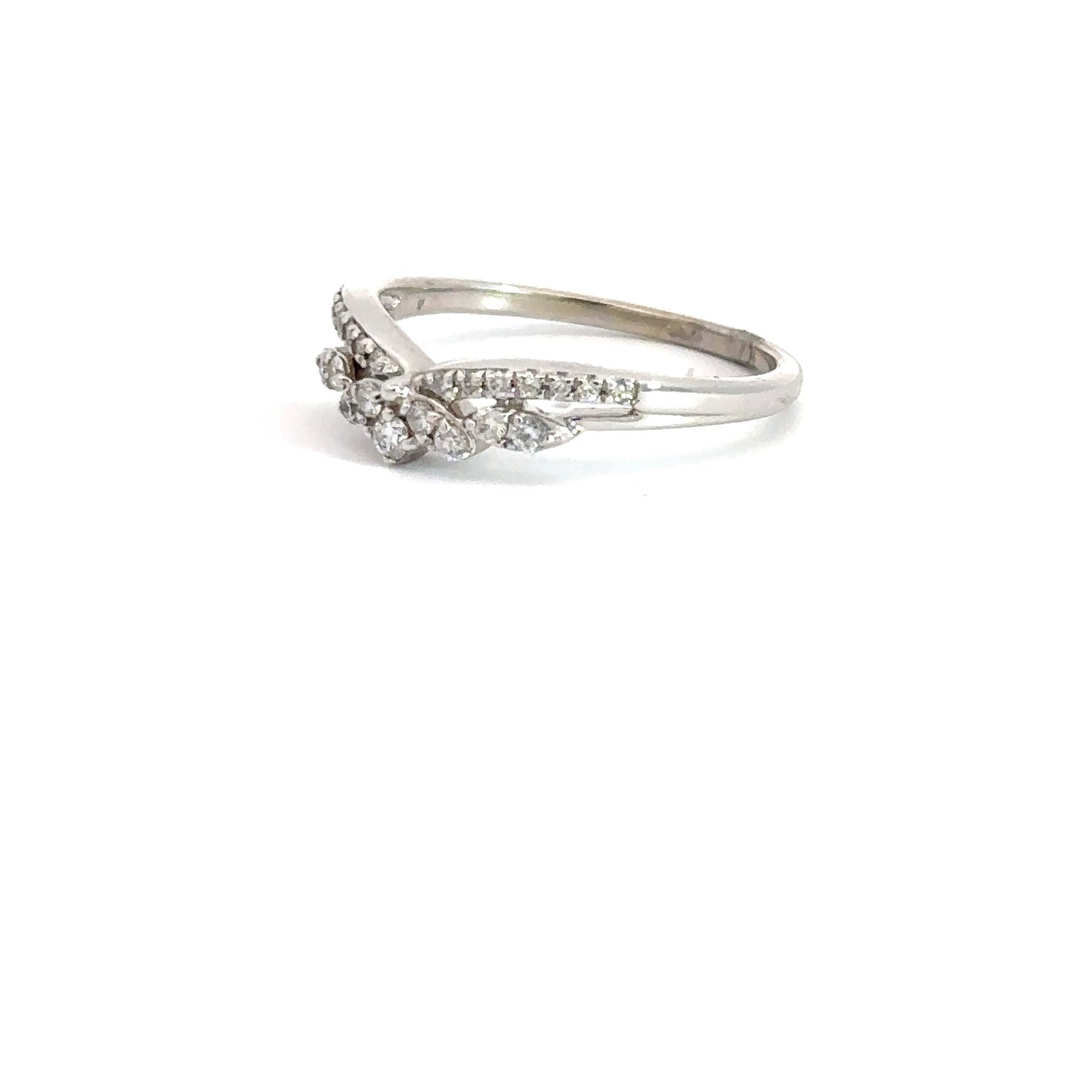 14k White Gold .25cttw Contour Band
