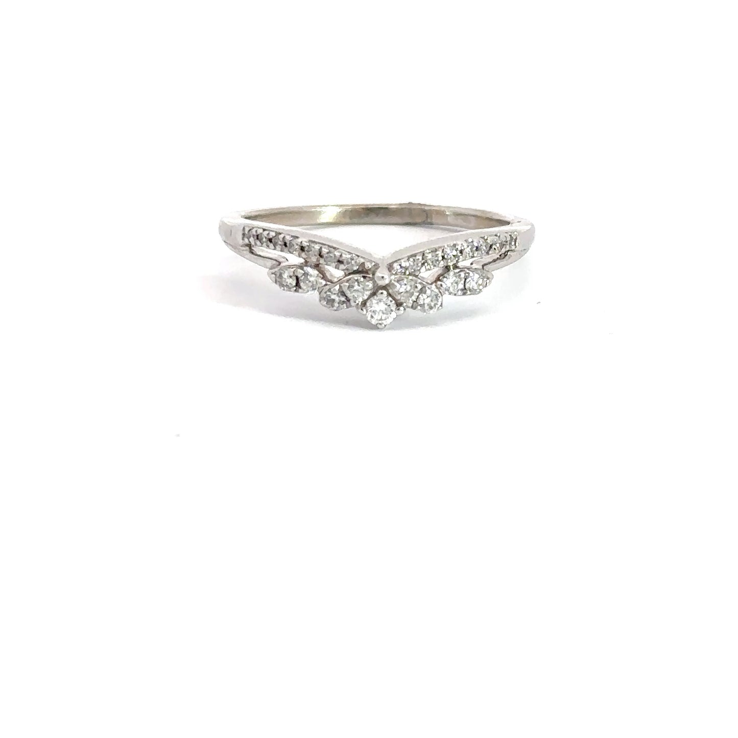 14k White Gold .25cttw Contour Band