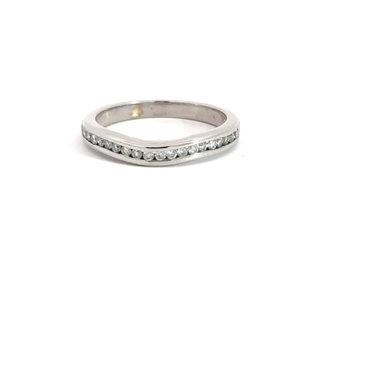 14k White Gold Diamond Channel Contour Band