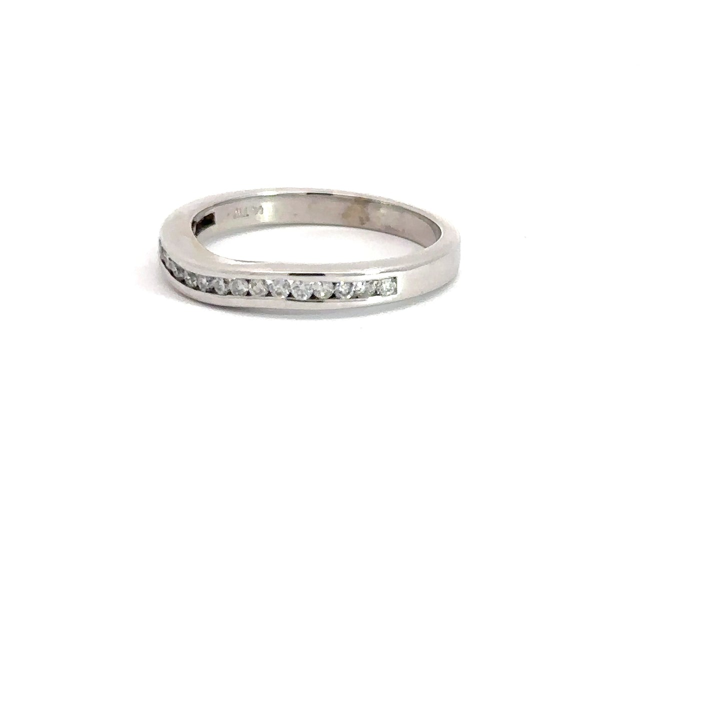 14k White Gold Diamond Channel Contour Band