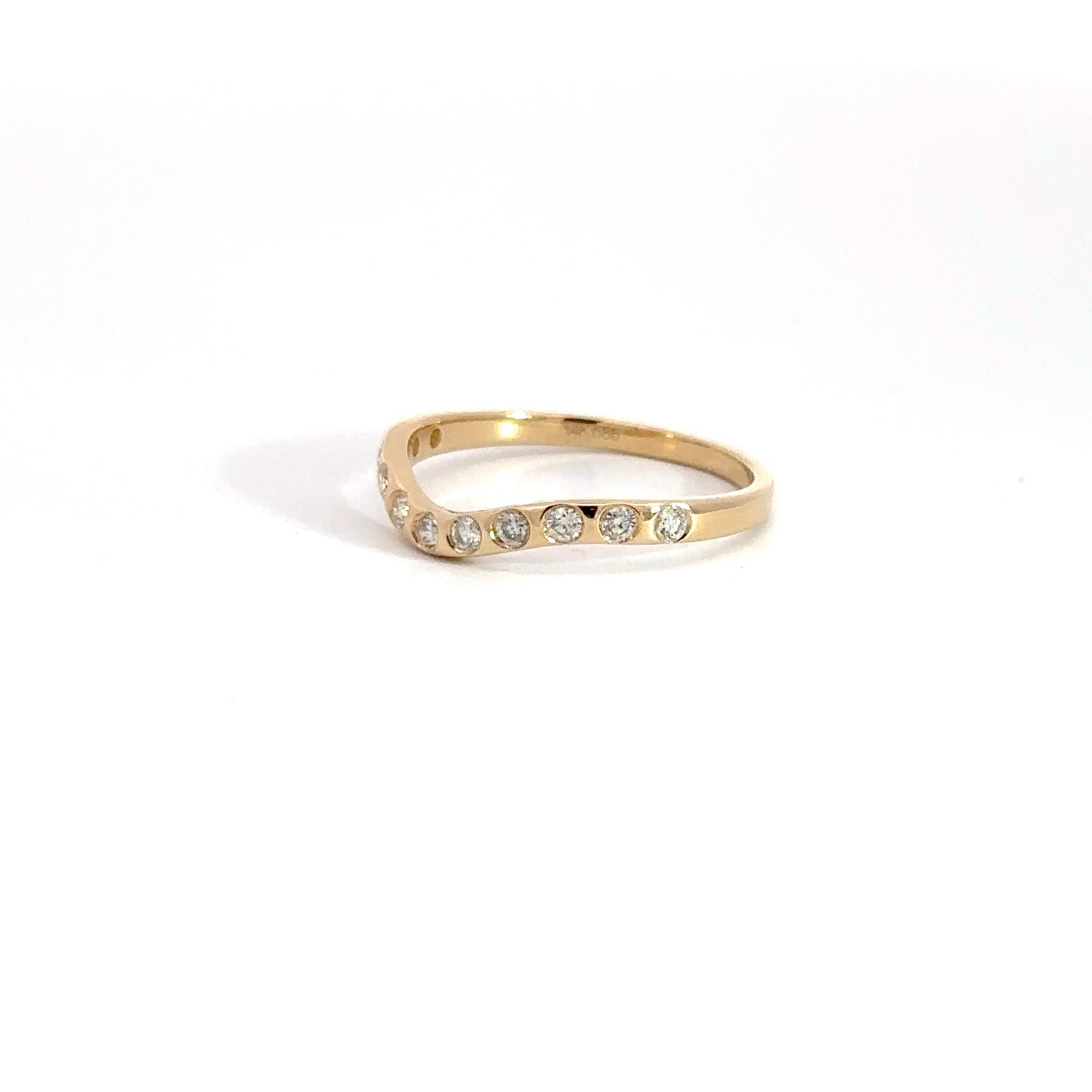 14k Yellow Gold Diamond Contour Band .21cttw
