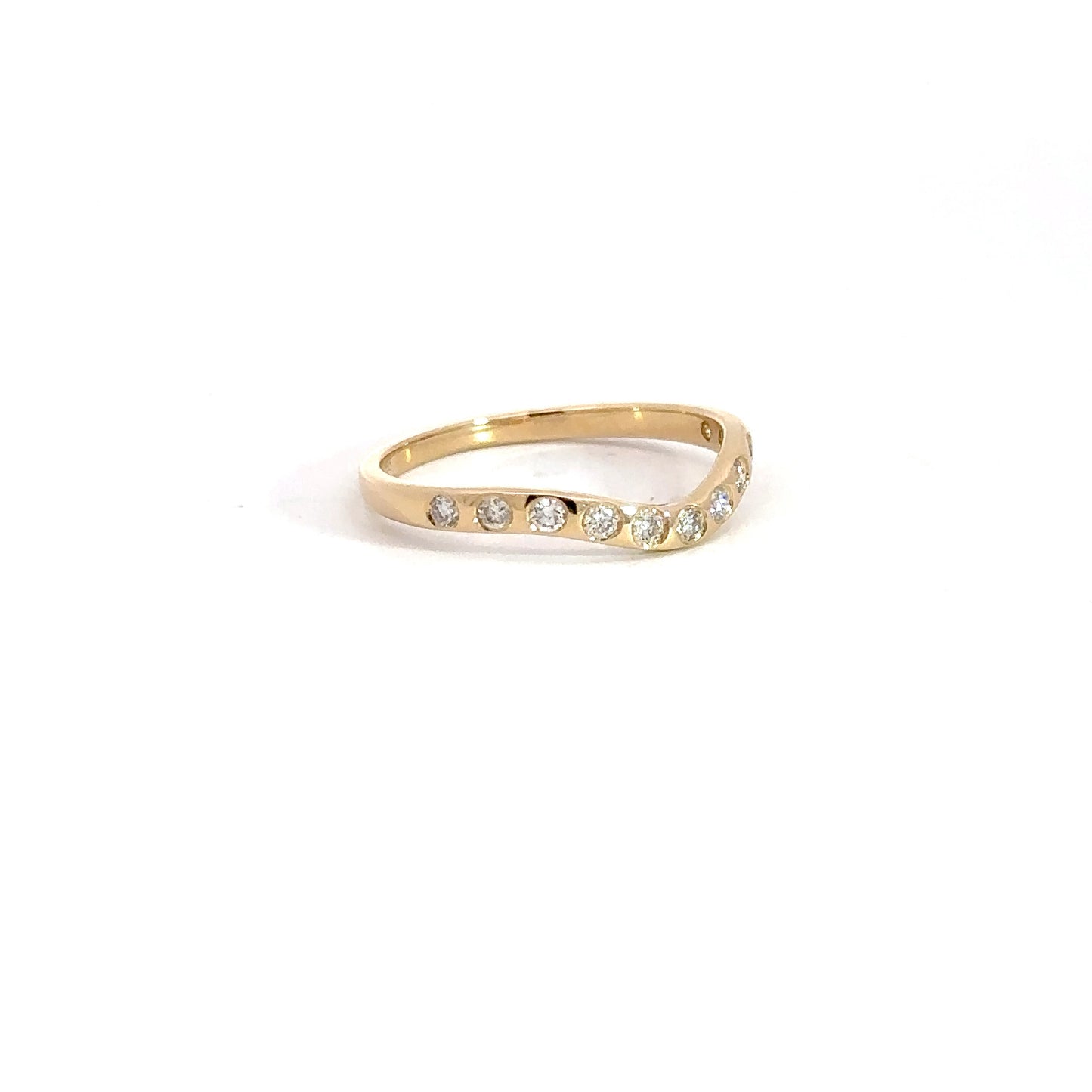 14k Yellow Gold Diamond Contour Band .21cttw