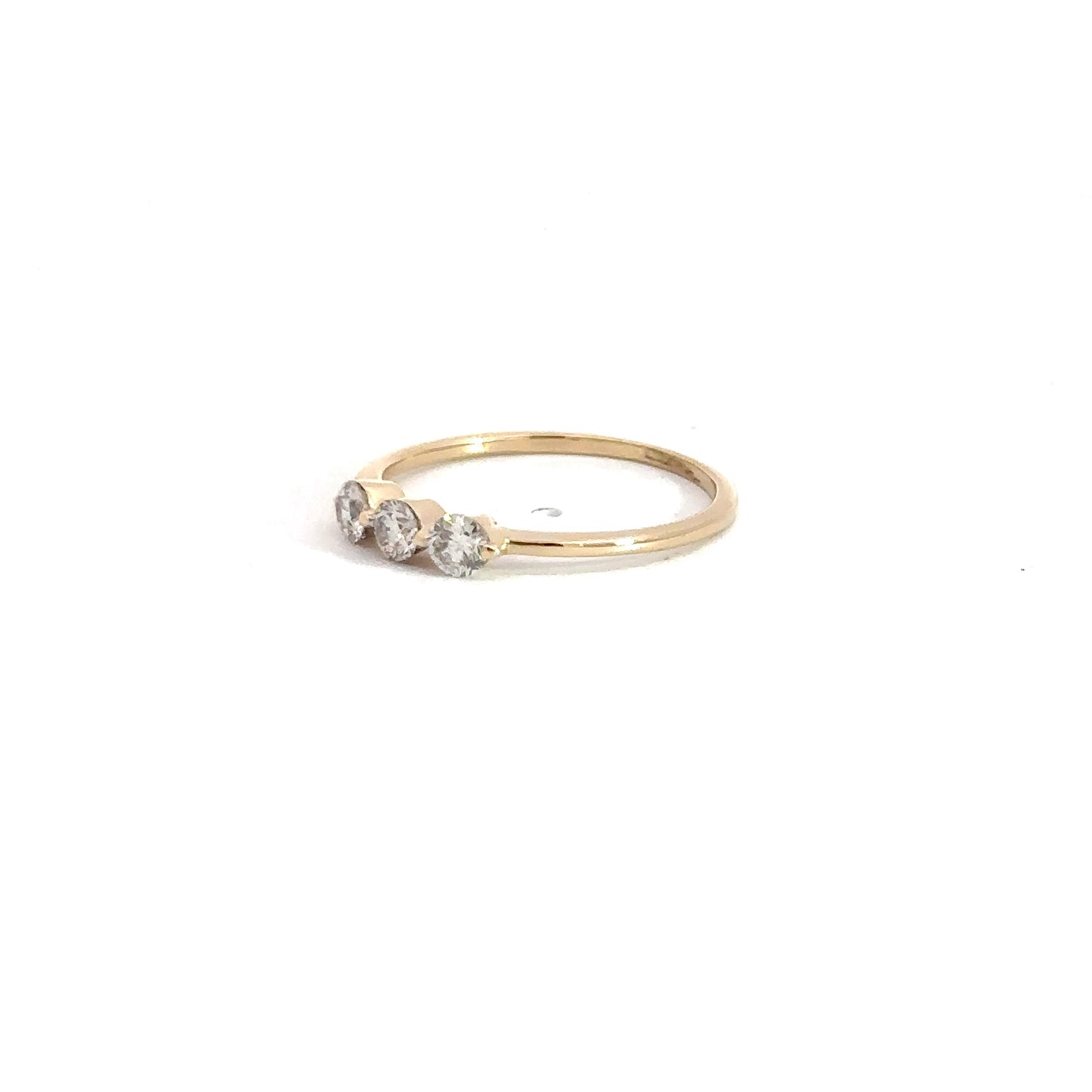 14k Yellow Gold Three Round Brilliant Diamond Ring .30cttw