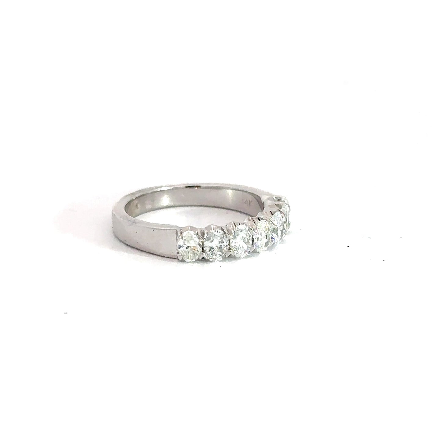 Lady's 14k White Gold Oval Diamond Band 1cttw