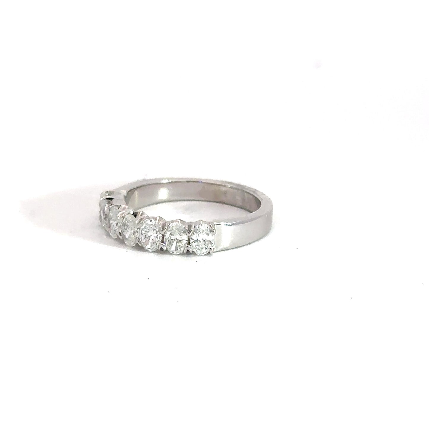 Lady's 14k White Gold Oval Diamond Band 1cttw