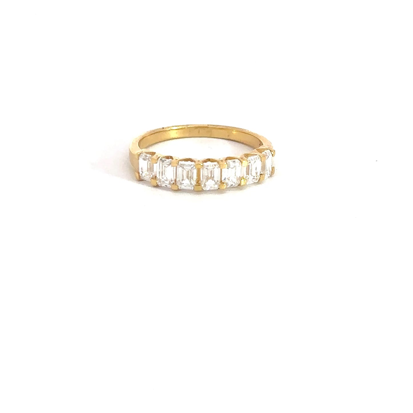 Lady's 14k Yellow Gold Emerald Lab Grown Diamond Band 1.17cttw