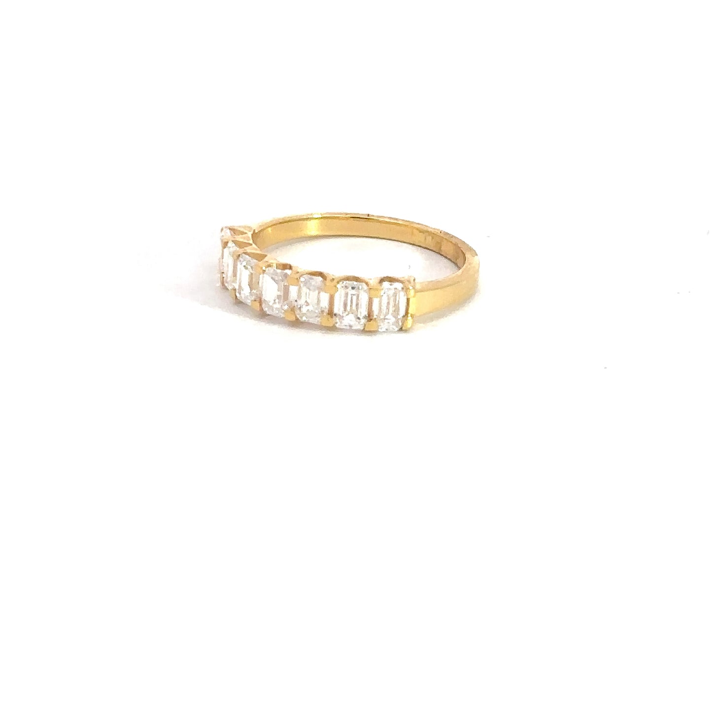 Lady's 14k Yellow Gold Emerald Lab Grown Diamond Band 1.17cttw