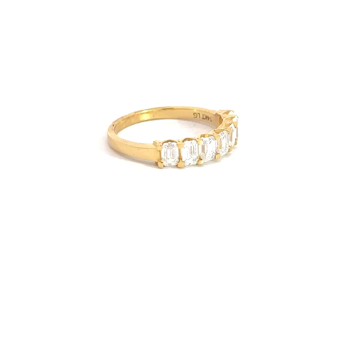 Lady's 14k Yellow Gold Emerald Lab Grown Diamond Band 1.17cttw