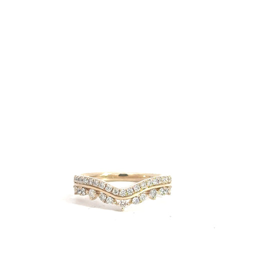 14k Yellow Gold Diamond Contour Band .43cttw
