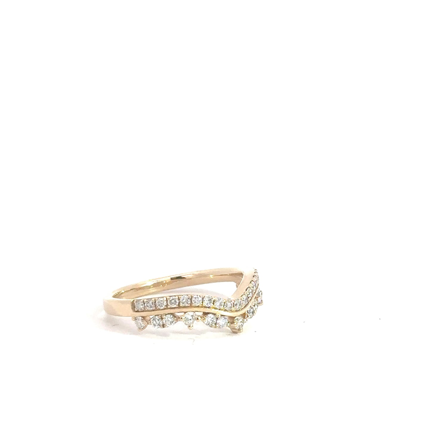 14k Yellow Gold Diamond Contour Band .43cttw