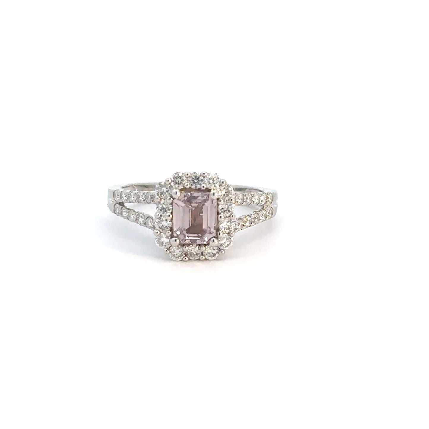 14k White Gold Pink Sapphire & Diamond Ring