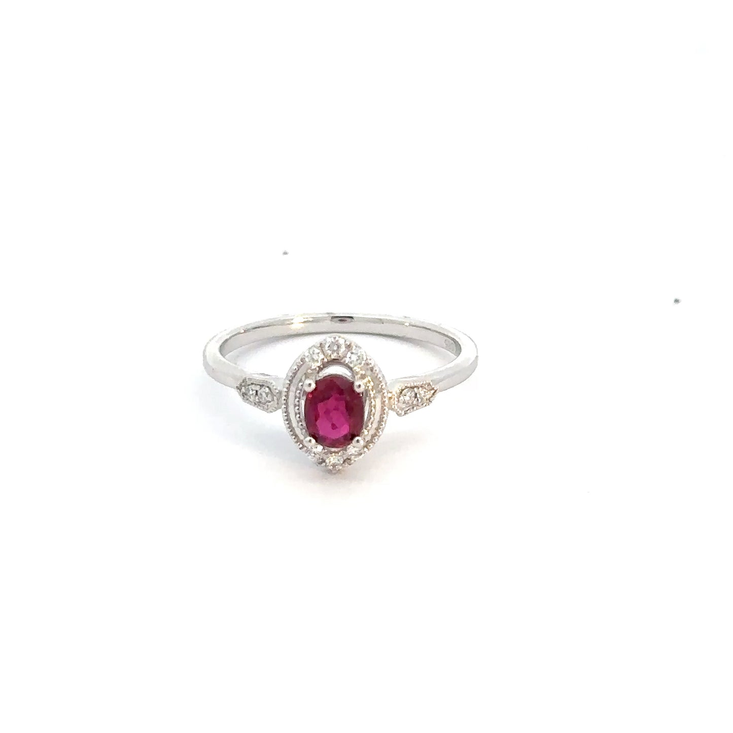 14k White Gold Ruby & Diamond Ring