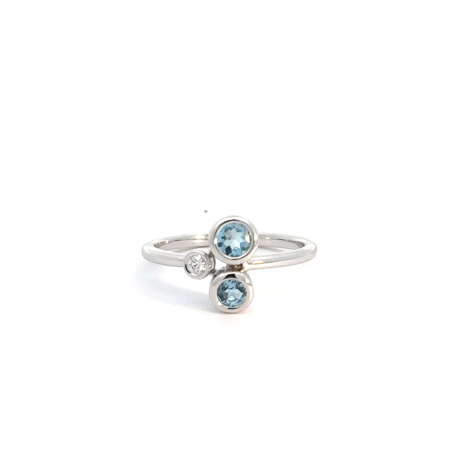 14k White Gold Aquamarine & Diamond Ring