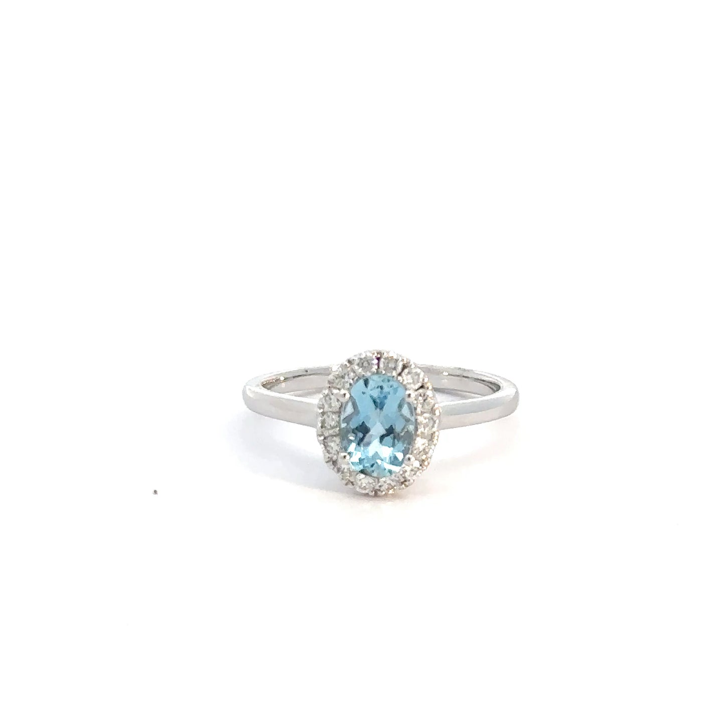 14k White Gold Diamond & Aquamarine Ring
