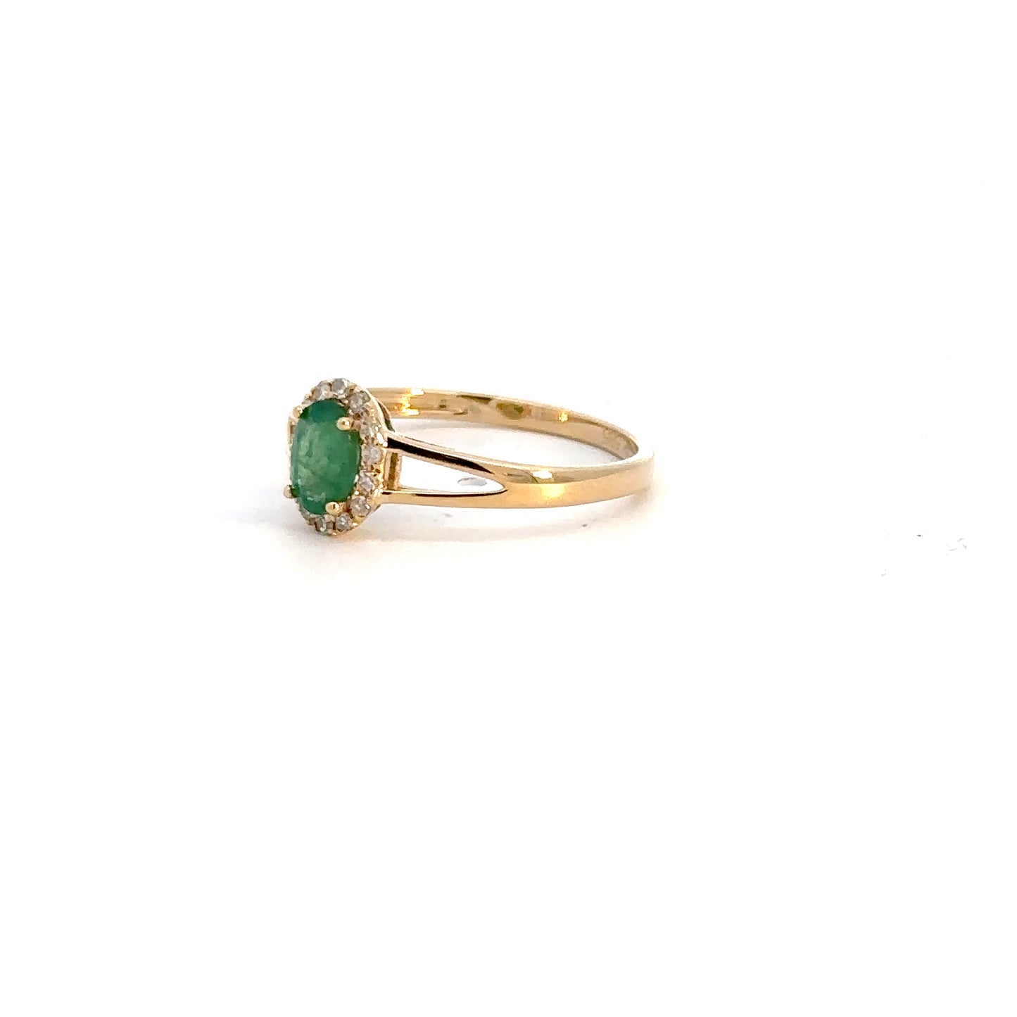 14k Yellow Gold Emerald & Diamond Ring
