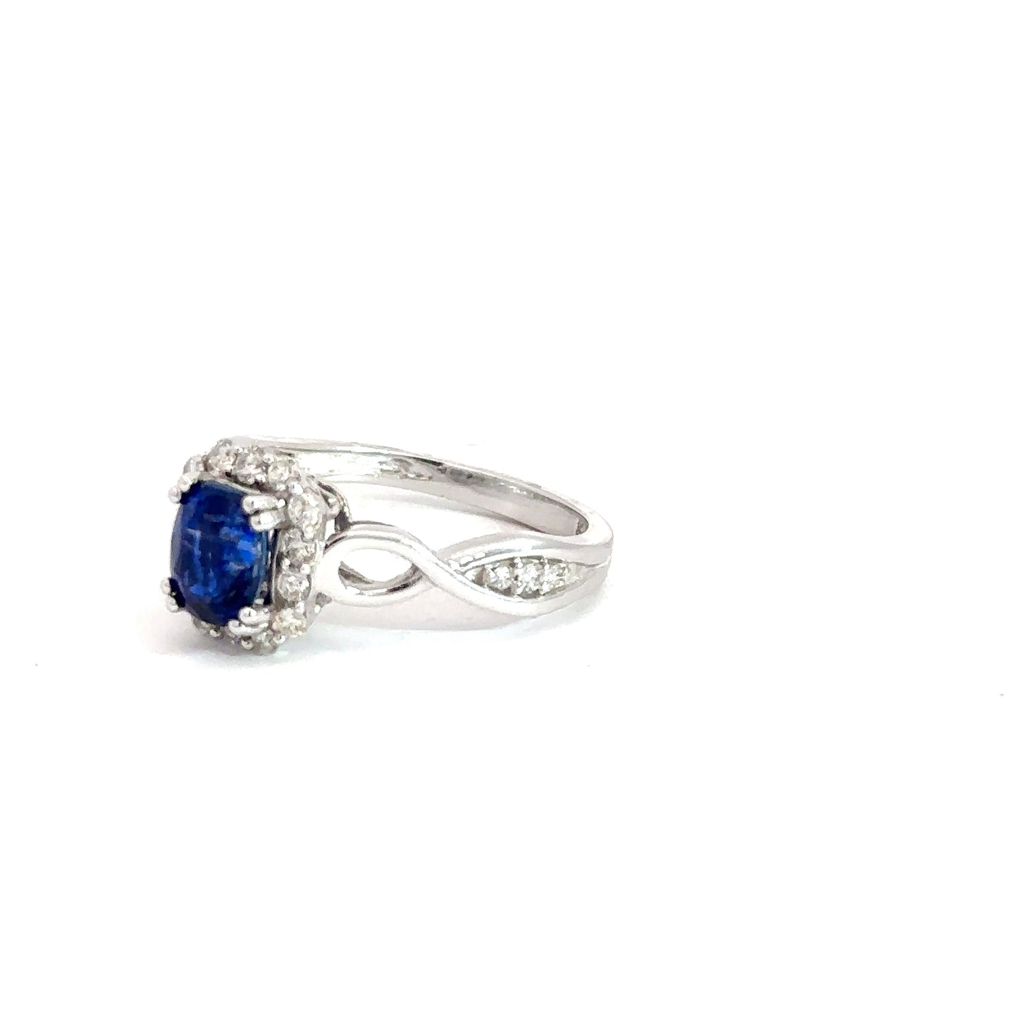 14k White Gold Ceylon Sapphire & Diamond Ring 3/8cttw