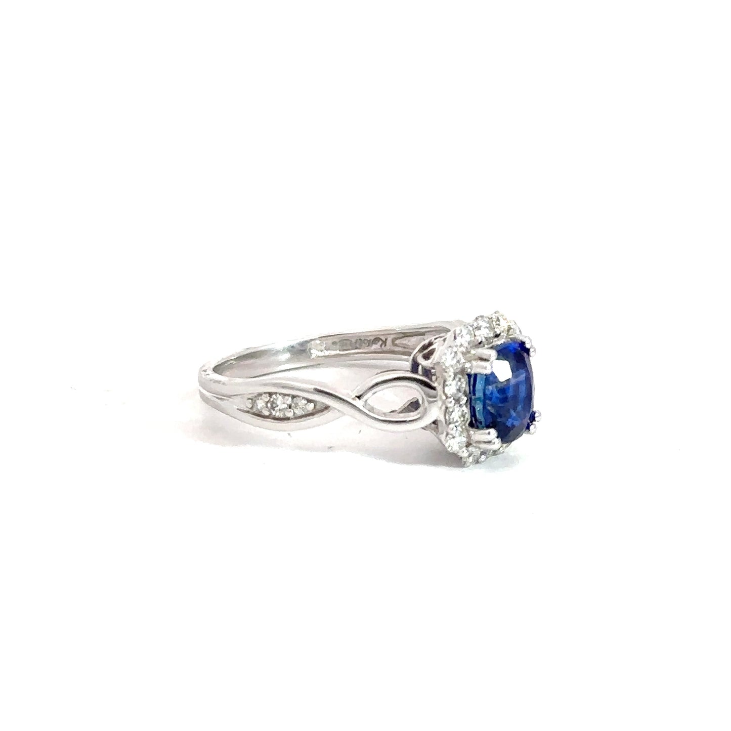 14k White Gold Ceylon Sapphire & Diamond Ring 3/8cttw