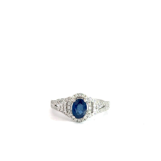 14k White Gold Sapphire & Diamond Ring