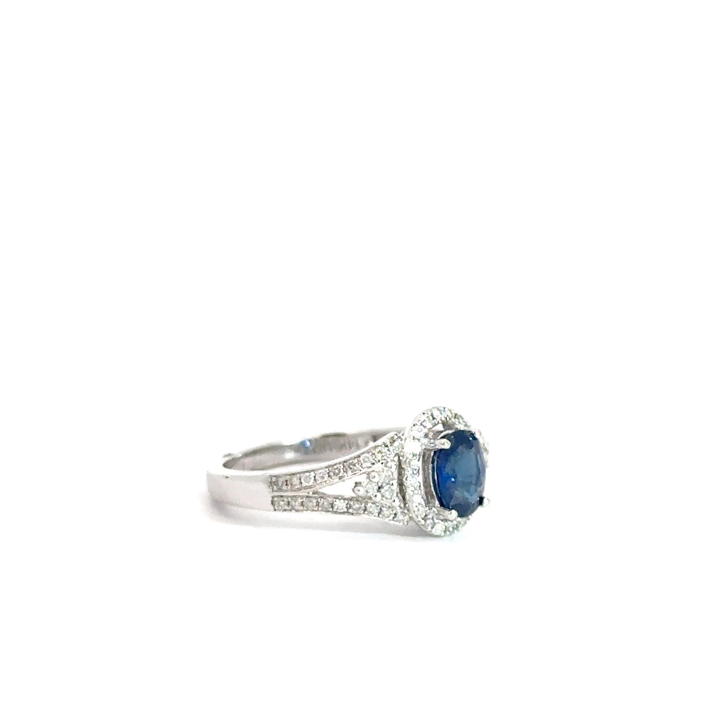 14k White Gold Sapphire & Diamond Ring