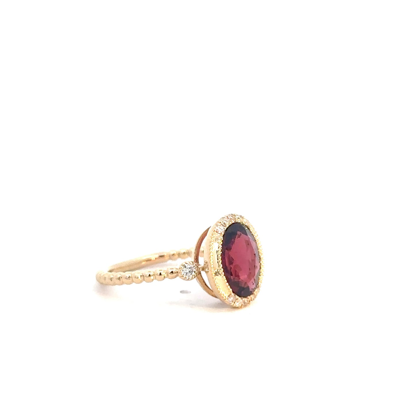 14k Yellow Gold Garnet & Diamond Ring