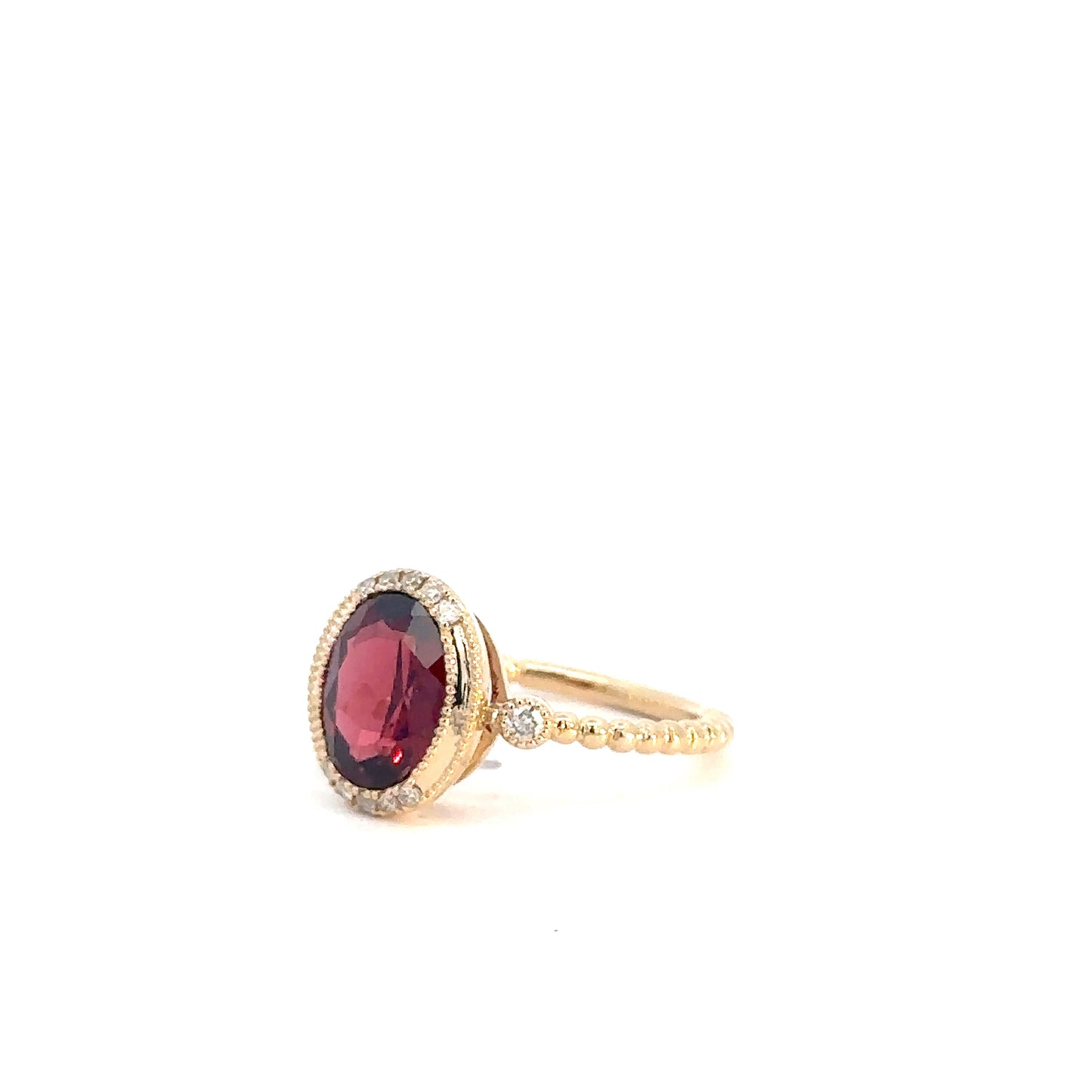 14k Yellow Gold Garnet & Diamond Ring