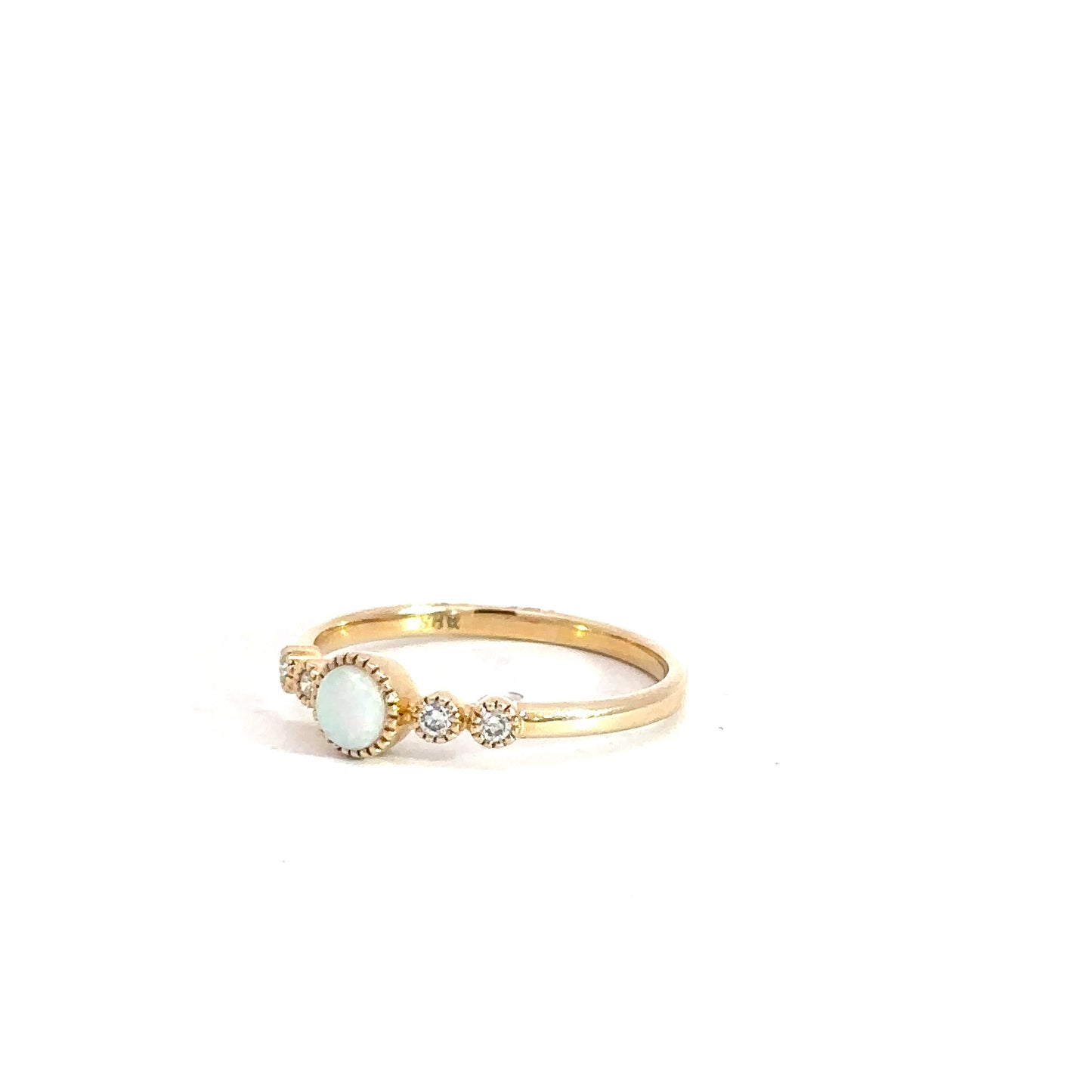 14k Yellow Gold Opal & Diamond Ring