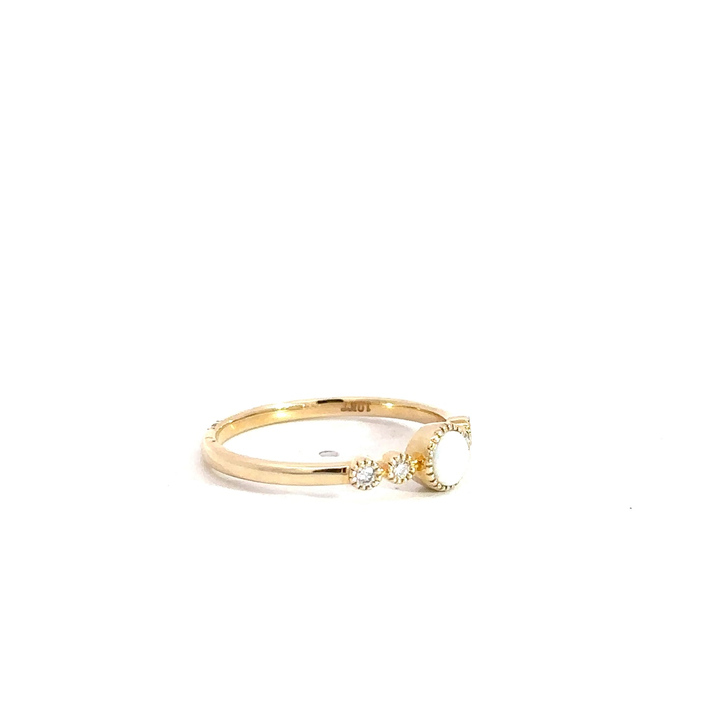 14k Yellow Gold Opal & Diamond Ring