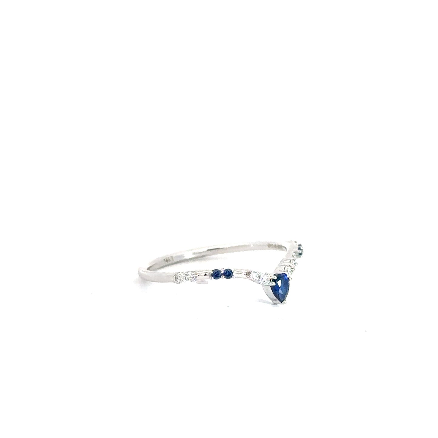 14k White Gold Sapphire & Lab Diamond Contour Band