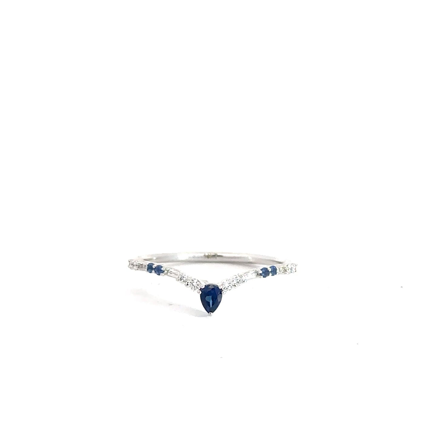 14k White Gold Sapphire & Lab Diamond Contour Band