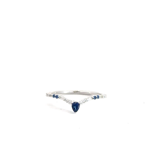 14k White Gold Sapphire & Lab Diamond Contour Band
