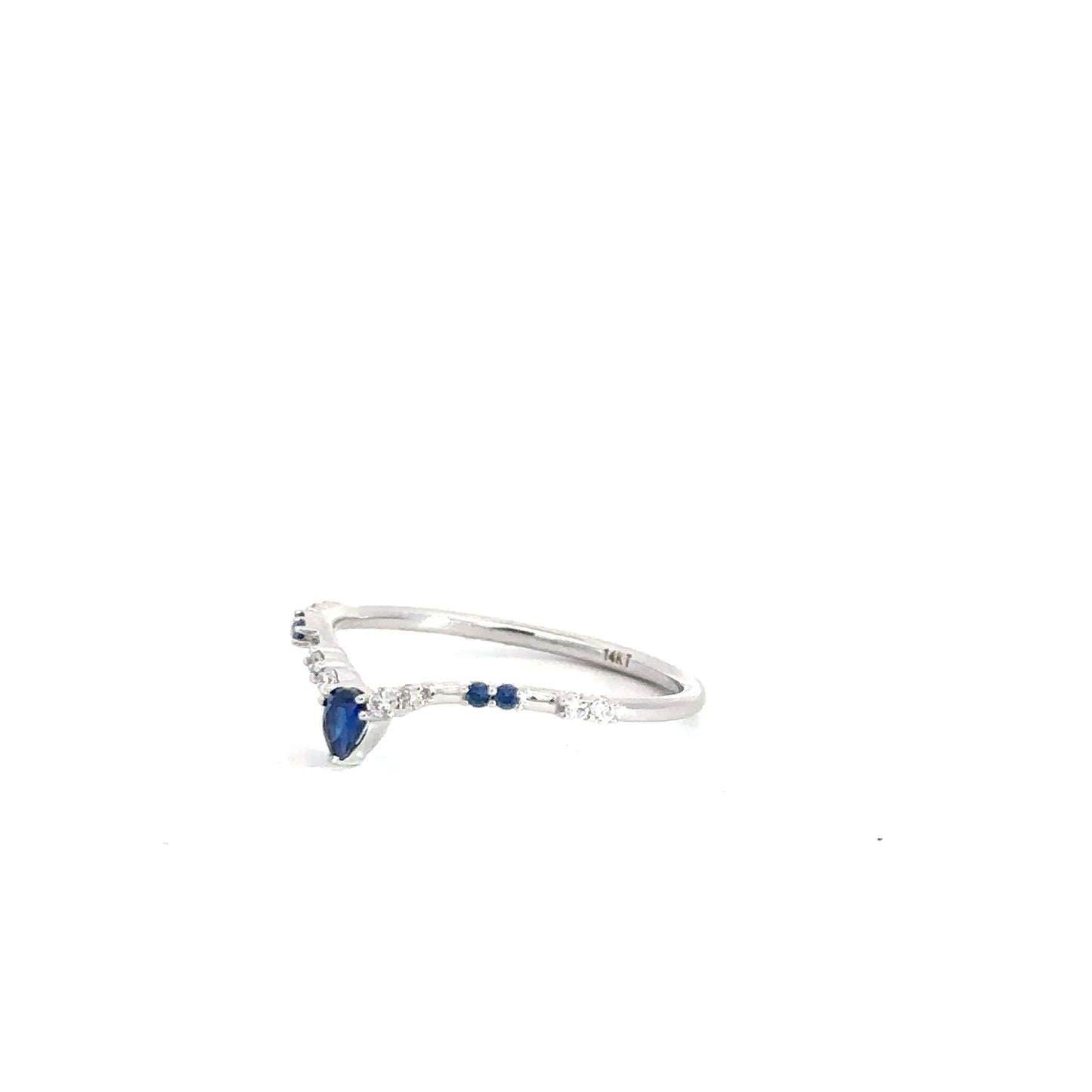 14k White Gold Sapphire & Lab Diamond Contour Band