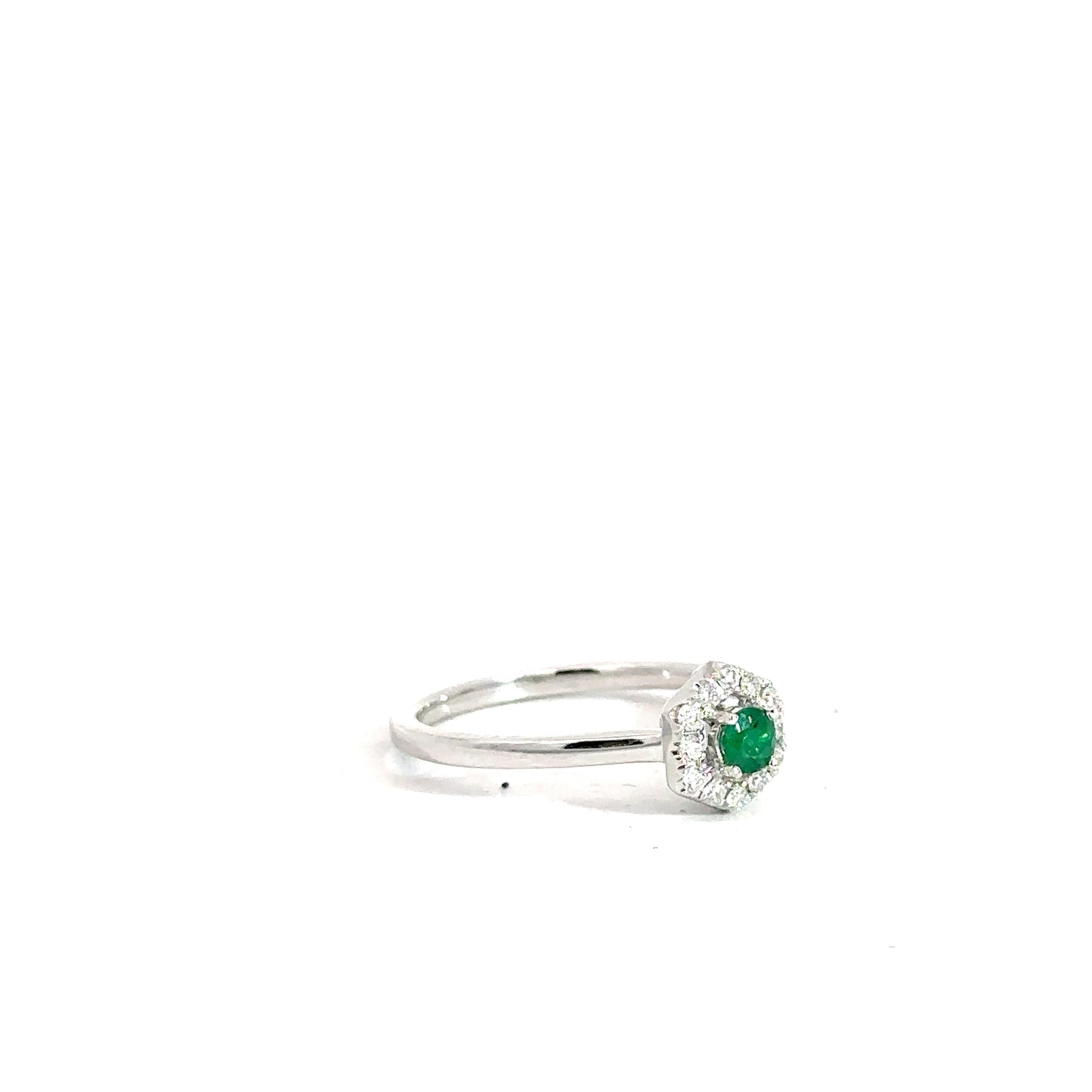 14k White Gold Emerald and Diamond Ring
