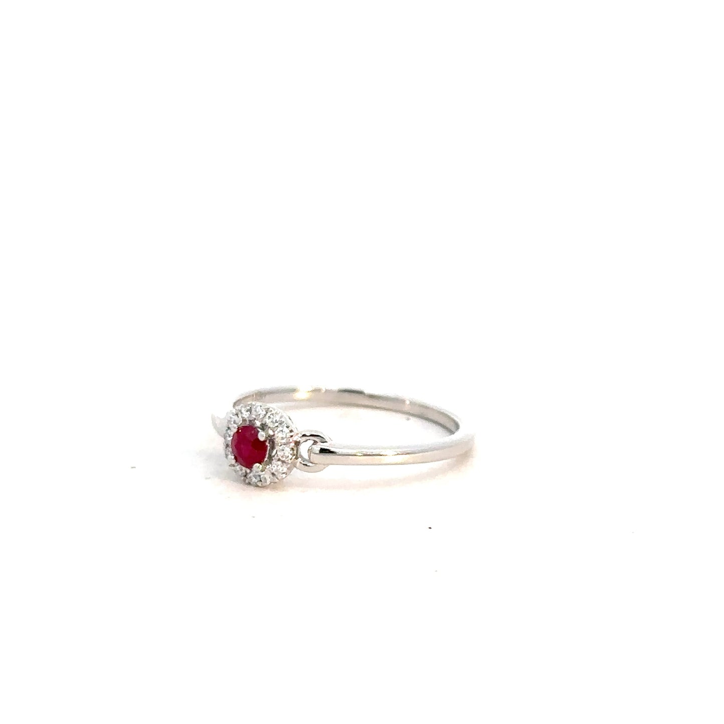 Lady's 14k White Gold Ruby & Diamond Ring .07cttw