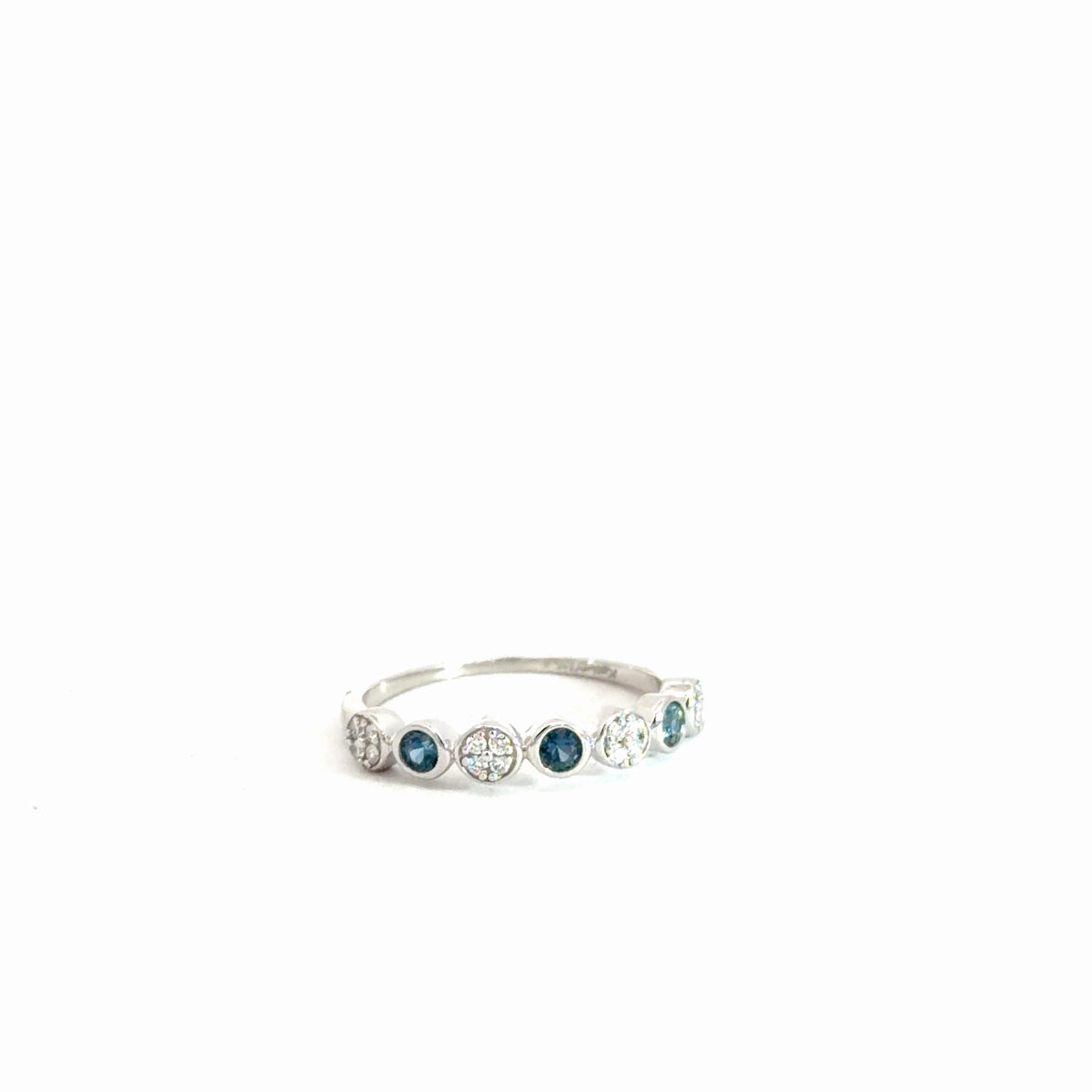14k White Gold Diamond & Sapphire Ring 1/8cttw