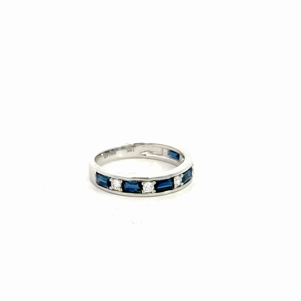 14k White Gold Diamond & Sapphire Band