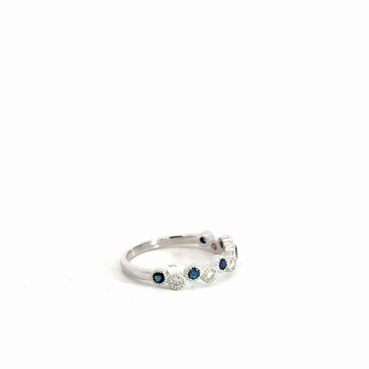 14k White Gold Diamond & Sapphire Ring