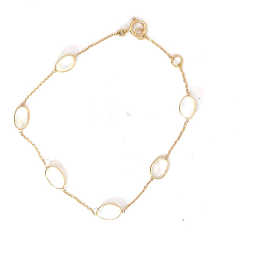 18k Yellow Gold Rainbow Moonstone Bracelet