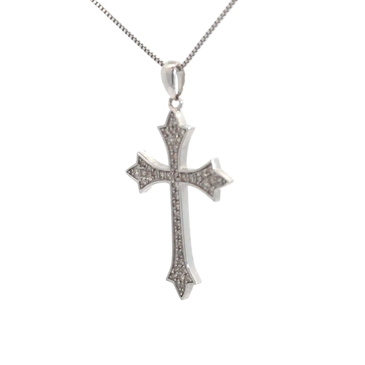 14k White Gold Diamond Cross .22cttw