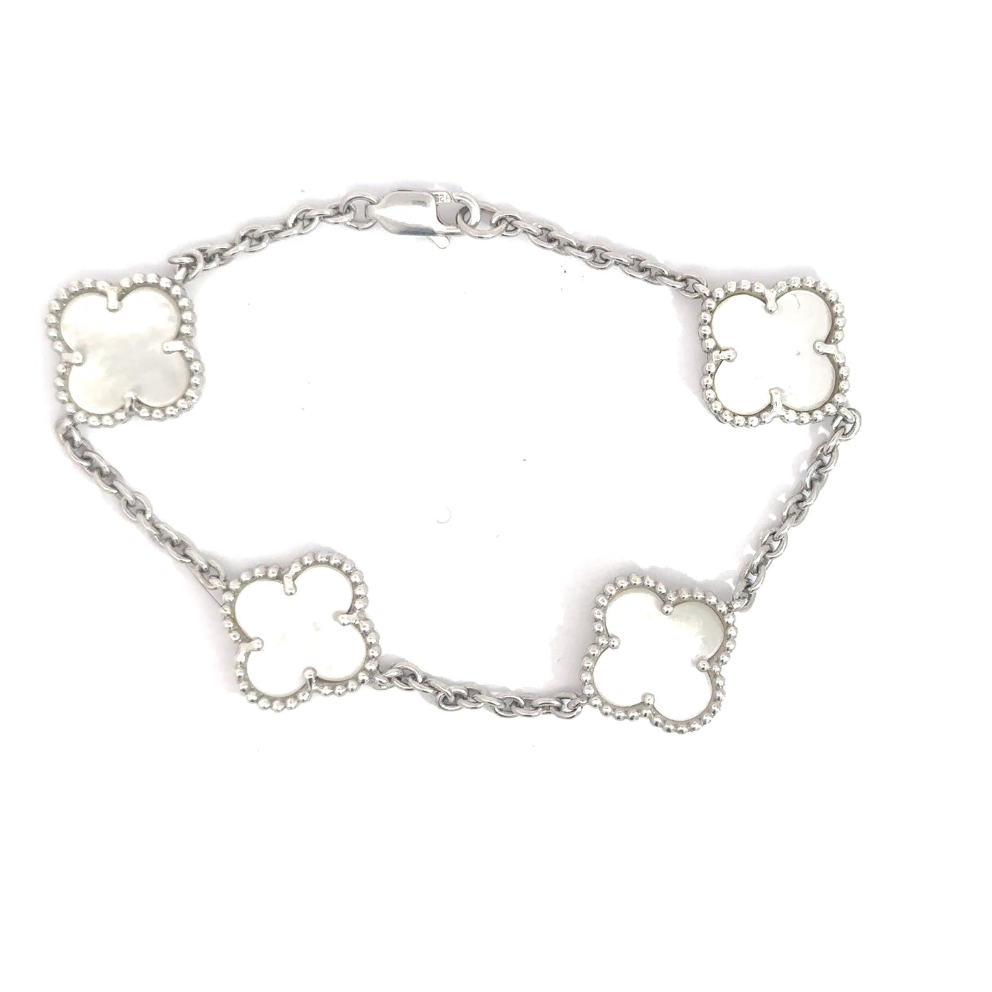 Sterling Silver Mother of Pearl Clover Bracelet