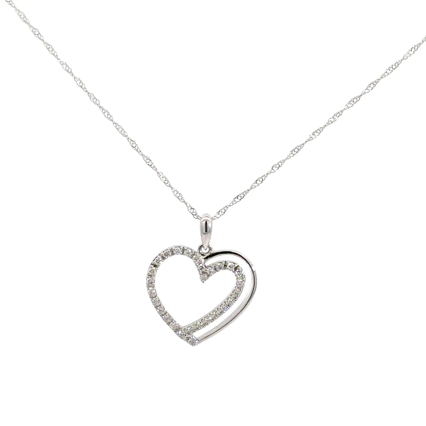 14k White Gold Diamond Heart Pendant .20cttw