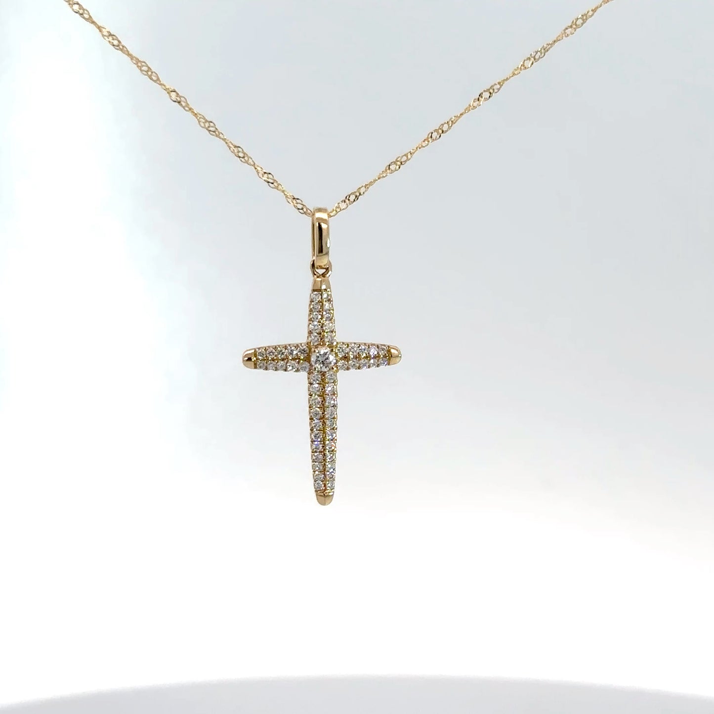 Yellow Gold Diamond Cross .25cttw
