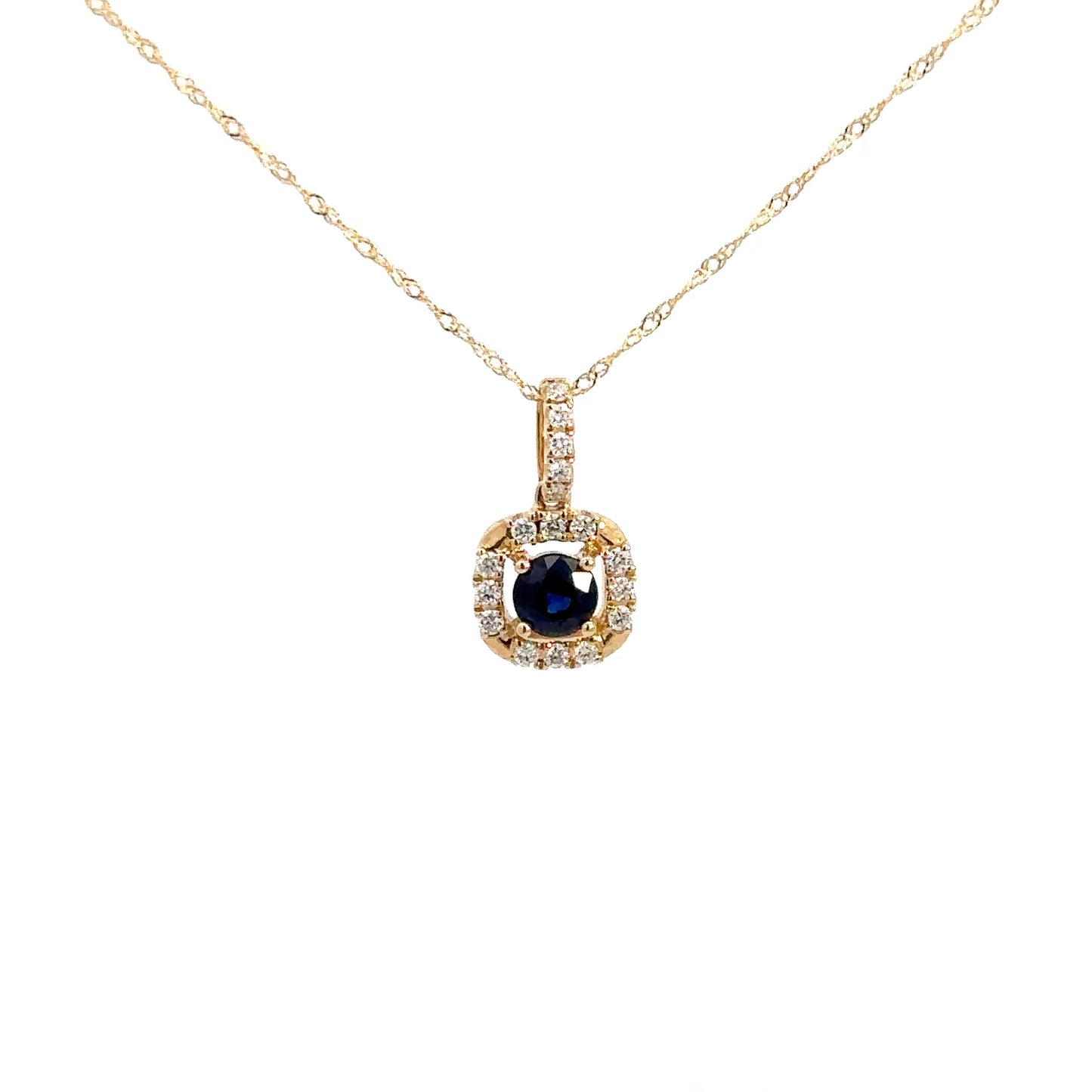 14k Yellow Gold Sapphire & Diamond Pendant