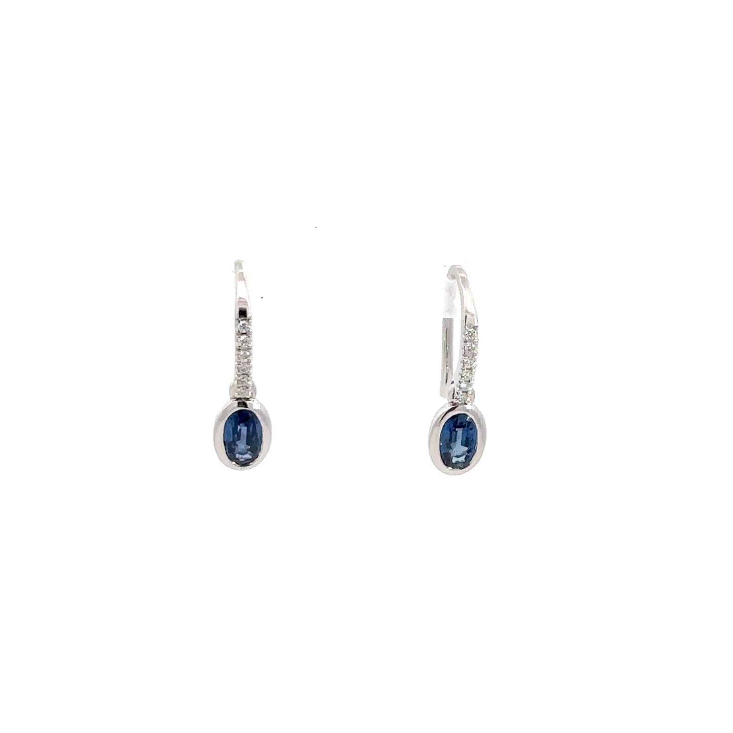 14k White Gold Sapphire & Diamond Earrings